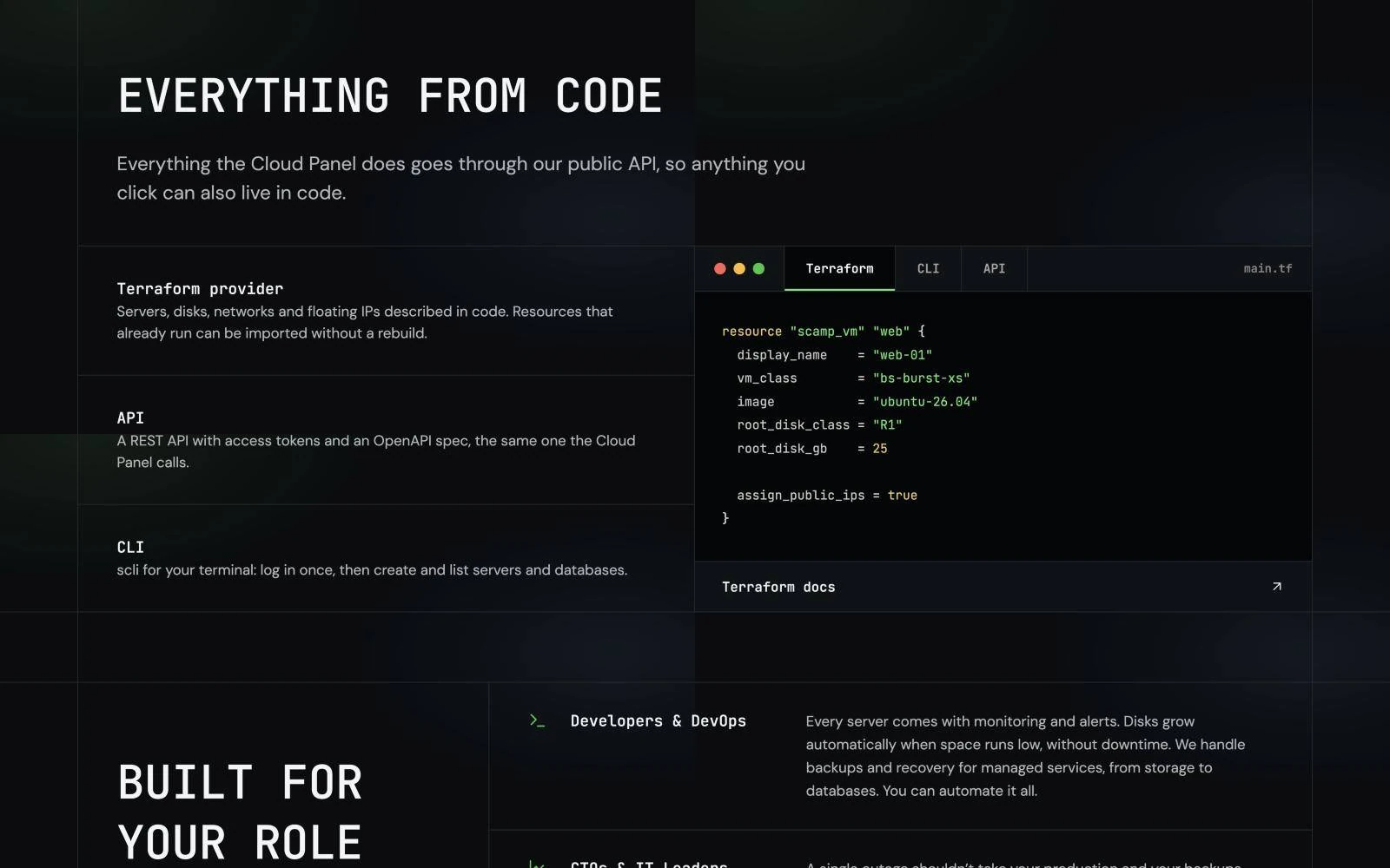 Everything from code section with Terraform example