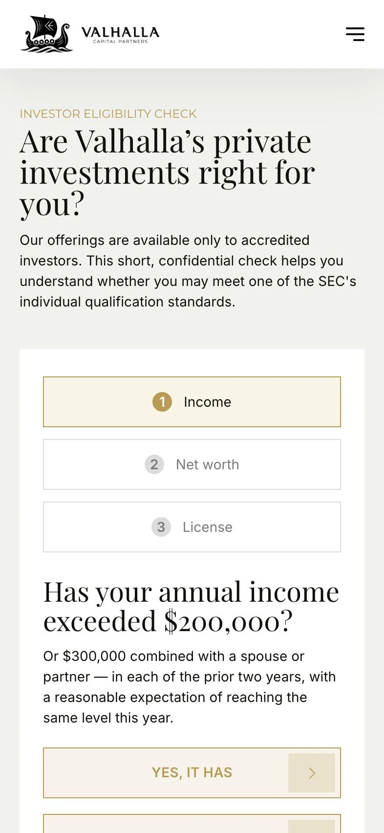 Valhalla mobile eligibility check