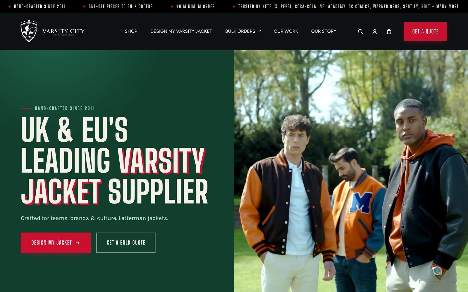 Varsity City homepage design