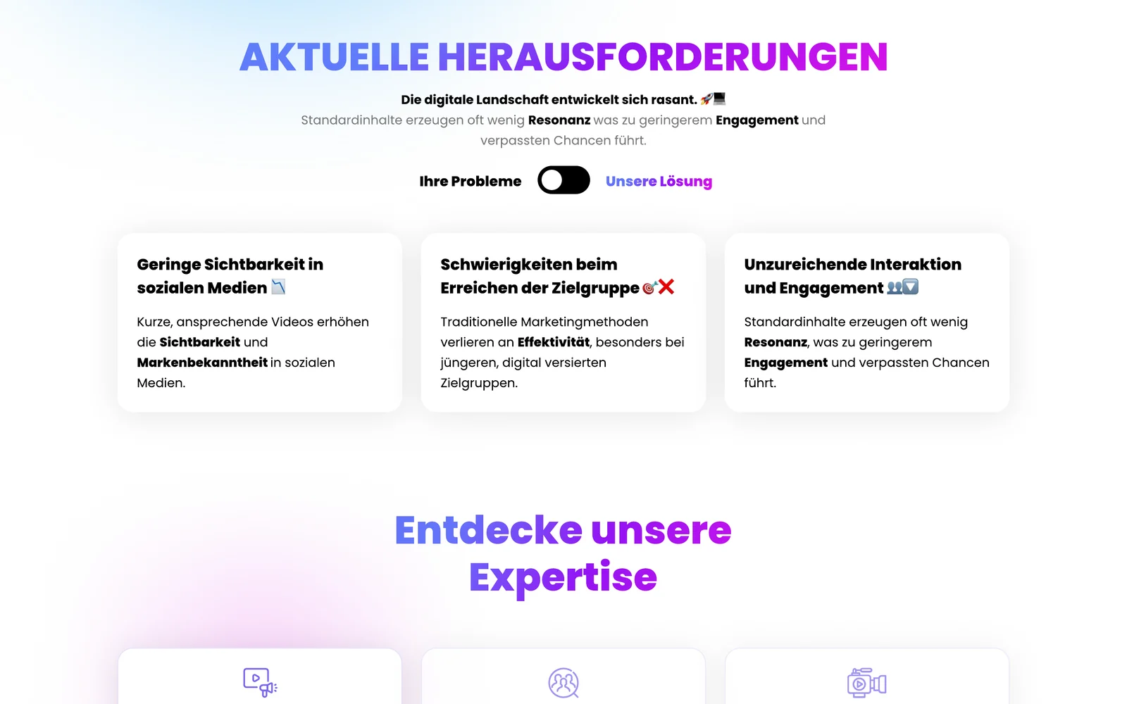 Aktuelle Herausforderungen with problem and solution toggle