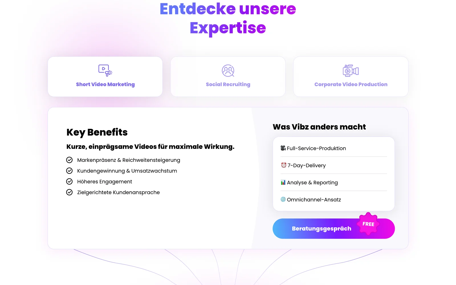 Entdecke unsere Expertise service tabs