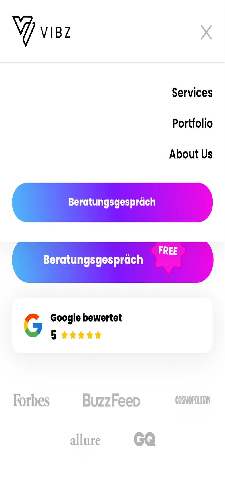 Vibz mobile menu